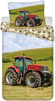 Bettwäsche Tractor 140x200 cm – Baumwolle Set mit Traktor Motiv, Reißverschluss