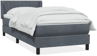 vidaXL Boxspringbett mit Matratze Dunkelgrau 80x220 cm Samt 3318304