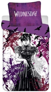 Wednesday Bettwäsche-Set für Kinderbett 140 x 200 cm + 70 x 90 cm aus 100% Polyester mit Reißverschluss