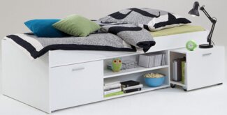 FMD Möbel - CARLO 1 - Bettanlage mit Stauraum - melaminharzbeschichtete Spanplatte - weiß - 203,5 x 58,5 x 95,5cm