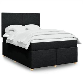 vidaXL Boxspringbett mit Matratze Schwarz 140x190 cm Stoff 3291270