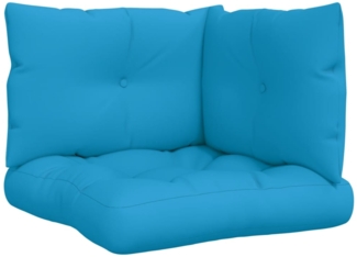 vidaXL Palettenkissen 3-tlg. Blau Stoff