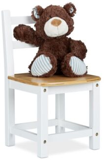 Relaxdays Kinderstuhl Rustico aus Bambus weiß/Natur