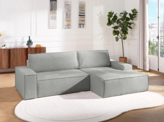 Vente-unique - Ecksofa mit Schlaffunktion - Ecke rechts - Strukturstoff - Grau - AMELIA