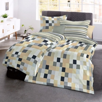 JACK Wendebettwäsche JACK by Fleuresse 135x200cm 4 tlg Renforce Bettwäsche Karos Linie, Renforcé, 4 teilig, moderne Wendebettwäsche mit Karos und Linien