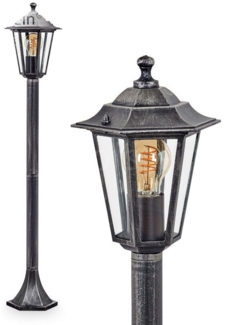 hofstein Pollerleuchte Wegeleuchte aus Metall/Glas in Schwarz-Silber/Klar, ohne Leuchtmittel, antike Außenleuchte, Gartenlampe, Gartenbeleuchtung IP44, 1 x E27