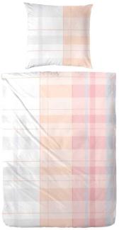 Hahn Renforce Bettwäsche Orange Rot Kariert 155x220 cm + 80x80 cm