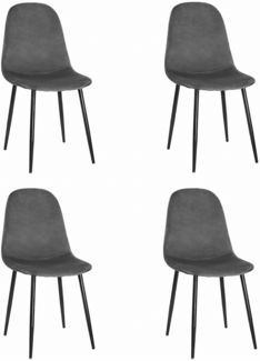 Valora COMO Stuhl, dunkelgrauer Samt, ergonomisches Design, 4 Stück