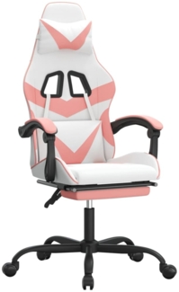 vidaXL Gaming-Stuhl mit Fußstütze Weiß und Rosa Kunstleder 3143863