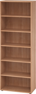 bümö Regal Nussbaum, Standregal aus Holz für 6 Ordnerhöhen - Bücherregal 80 cm breit, Aktenregal für Ordner & Bücher, Büroregal, Holzregal, Ordnerregal, Aufbewahrungsregal, Buchregal, 968RE-N