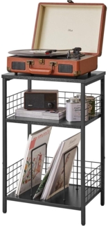 YMYNY Beistelltisch Standregal Plattenständer 3 Ebenen Lagerung Schwarz HST009B