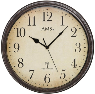 AMS Funkwanduhr F5962 (Quarz,Metall,Glas,Wohnzimmer,Esszimmer,Küche,Arbeitszimmer,Büro,Flur)
