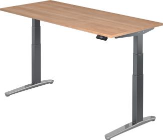 bümö elektrisch höhenverstellbarer Schreibtisch 180x80 cm mit Memory-Steuerung - Design Schreibtisch höhenverstellbar elektrisch, elektrischer Schreibtisch Nussbaum, Gestell graphit/alu, XBHM19-N-GC