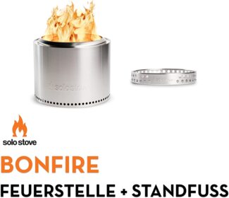 Solo Stove Feuerschale Bonfire, Outdoor-Kamin aus Edelstahl, mit Standfuß, raucharm - Tragbare Feuerstelle für Terrasse, Garten - Feuertonne, Holzofen, Feuerkorb - ⌀ 49,5 cm, Höhe 44,5 cm