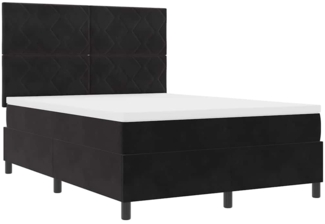 vidaXL LED Boxspringbett mit Matratze Schwarz 140x200 cm Samt 3343384