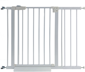 Treppenschutzgitter Absperrgitter weiß ohne Bohren für Sprossen + Rampe 95-106cm