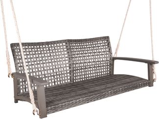 Garten-Hängebank KIEL grau - 131cm Breit, Akazie, Grau, mit Armlehne | Hängebank Garten Wetterfest Sitzbank Outdoor