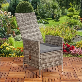 Melko Gartensessel Relaxsessel Gartenmöbel Sitzmöbel Grau Polyrattan Balkon Terrasse (Stück)
