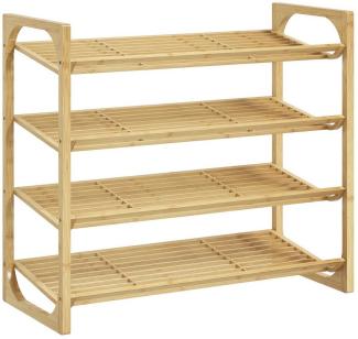 HOMCOM Schuhregal aus Bambus, für 12 Paar Schuhe, Schuhaufbewahrungs-Organizer 1-tlg, für Wohnzimmer, Naturholz