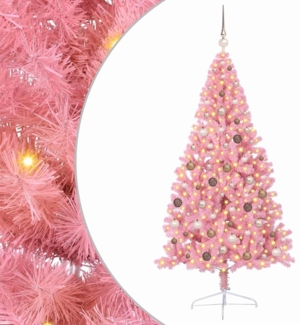 vidaXL Künstlicher vorbeleuchteter Weihnachtsbaum Rosa 210 cm PVC 3397087
