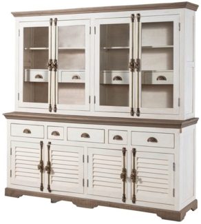 Massivmoebel24 Buffet (Mango 204x50x210 weiß lackiert TOULOUSE #103) Mango 204x50x210 weiß lackiert TOULOUSE #103