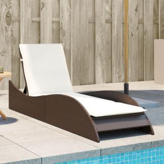 vidaXL Sonnenliege mit Auflage Braun 60x205x73 cm Poly Rattan