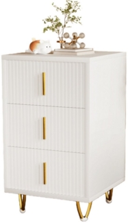 oyajia Nachttisch Nachtschrank mit 3 Schubladen, Beistelltisch, Nachtkommode (Metallfüße, Weiß, 40 x 49 x 40 cm / 40 x 66 x 40 cm), für Kinderzimmer/Schlafzimmer/Wohnzimmer