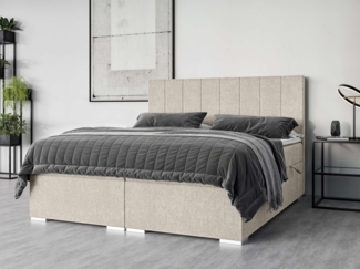 Places of Style Polsterbett Ginoro mit Matratze und Topper, in 3 Breiten (140, 160 und 180 cm), Boxspringbett mit Kopfteil, Bettkasten, Matratze (BFK/TFK) und Topper