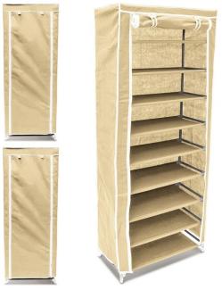 3 x Schuhschrank Stoff 9 Ablagen beige 10033901