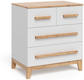 Kommode Malia Weiß/Artisan 80 x 88 cm mit 4 Schubladen Vitalispa