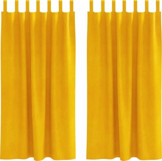 vidaXL Verdunkelungsvorhänge 2 pcs Senfgelb 140 x 175 cm Samt 4107279