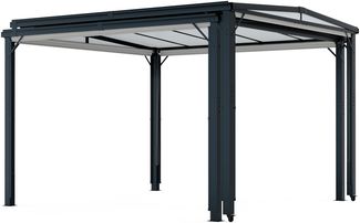 Blumfeldt Pantheon Solid Sky Expand Pavillon 3x6 m – Aluminiumrahmen, Verstellbare Größe & Wetterfestes Polycarbonat-Dach, Gartenpavillon, Dunkelgrau