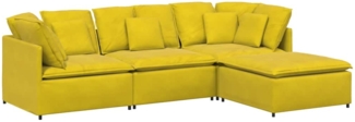 vidaXL Modulares Sofa mit Fußhocker Kissen Samt Gelb 3321315