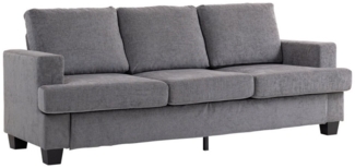 HOMCOM Sofa Couch mit Armlehnen, Becherhalter, Polstersofa 1 Teile, für Wohnzimmer, Schlafzimmer 213 x 82 x 90 cm, Grau