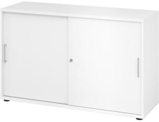 Büroschrank Aktenschrank Schiebetürenschrank, Weiß, Metallgriff, 74,8 x 40 x 120 cm