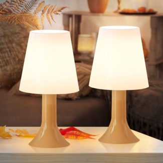 ZMH Nachttischlampe Wohnzimmer Tischlampe mit Kabel Tischleuchte 2er Set Kleine Lampe khaki E14 Tischlampen Moderne Landhausstil für Esstisch Schlafzimmer Ohne Leuchtmitte