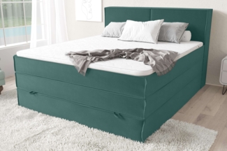 99rooms Santiago Boxspringbett Pastelltürkis Velours KRONOS 180x200 cm Bonell-Federung