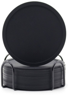 MODFU Getränkeuntersetzer 12er Silikon Glasuntersetzer Set Tischuntersetzer Runde Untersetzer, Silikonuntersetzer mit Edelstahl Halter Durchmesser 10 cm aus Silikon, 12-tlg, Rutschfest und Isoliert für Getränke Glas Tassen Bar usw