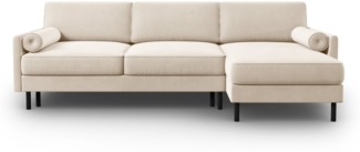 Micadoni Ecksofa Scott 5-Sitzer Samt Helles Beige Rechts 140x200