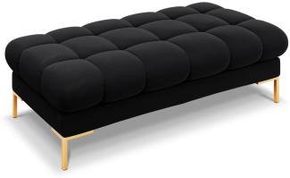 Micadoni 2-Sitzer Samtstoff Bank Mamaia | Bezug Black | Beinfarbe Gold Metal