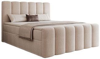 yourhouse24 Boxbett Palermo, Wolkenbett-Design, Boucle, mit Bettkasten, Bonell, Topper, Doppelbett gepolstertes Kopfteil mit Bettkasten