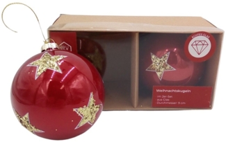 Glas-Weihnachtsbaumkugeln 2er-Set Christbaumkugeln Weihnachtsschmuck Deko 9cm