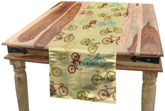 Abakuhaus Tischläufer Esszimmer Küche Rechteckiger Dekorativer Tischläufer, Fahrrad Kontrast Vintage-Farben