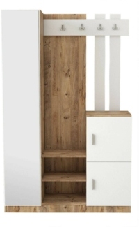 Dmora Eingangsmöbel Arco, Moderner Eingang, Wandgarderobe, Multifunktions-Aufbewahrungskonsole, 114x38h180 cm, Eiche und Weiß