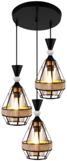 BlingBin Kronleuchter Industrie Metall Hängeleuchte Pendellampe mit E27 Fassung für Esstisch, Glühbirnen können frei kombiniert und ausgetauscht werden, ohne Leuchtmittel, Vintage Deckenlampe 3 flammige Holz Wohnzimmerlampe -ohne Leuchtmittel