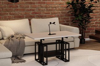 Endo-Moebel Couchtisch Victoria - ausziehbar 110-170cm und höhenverstellbar Doppellift Metall, Couch- & Esstisch, Funktionstisch, modern Design, umwandelbar