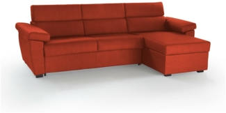 Dmora Sofa mit Halbinsel Ceto, Ecksofa für Wohnzimmer, gepolstert, abnehmbarer Bezug, 100 % Made in Italy-Qualität, 285x160 h100 cm, Orange
