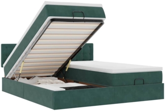 vidaXL Ottoman-Bett mit Matratzen Dunkelgrün 200x200 cm Samt 3312119