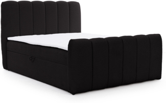 MEBLINI Boxspringbett NOMADE 180x200 cm mit Bettkasten – H3/Schwarz Boucle Polsterbett - Doppelbett mit Topper & Bonellfederkern-Matratze