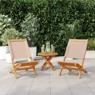 vidaXL Gartenstühle 2 Stk. Taupe Massivholz Akazie & Stoff 367692